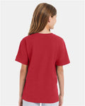 Hanes 498Y Heather Red — on model back