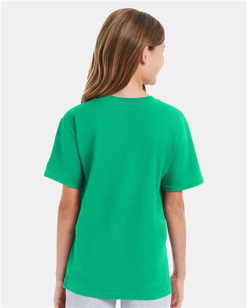Hanes 498Y Kelly Green — on model back