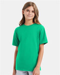 Hanes 498Y Kelly Green — on model front