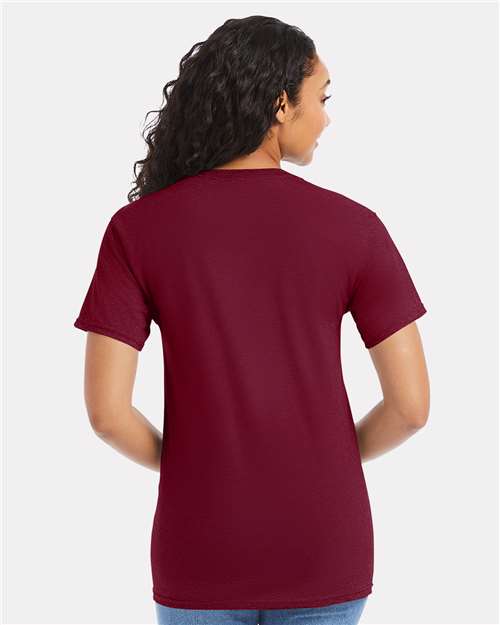 Hanes 5280 Athletic Cardinal — on model back