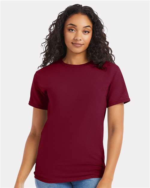Hanes 5280 Athletic Cardinal — on model front