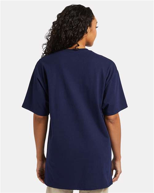 Hanes 5280T Athletic Navy — on model back