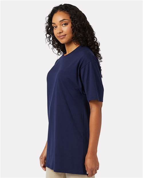 Hanes 5280T Athletic Navy — on model side
