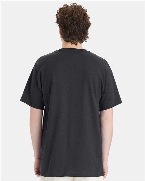 Hanes 5280T Charcoal Heather — on model back
