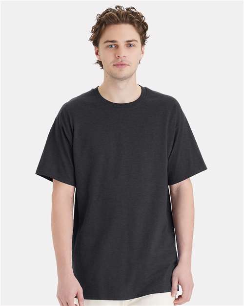 Hanes 5280T Charcoal Heather — on model front