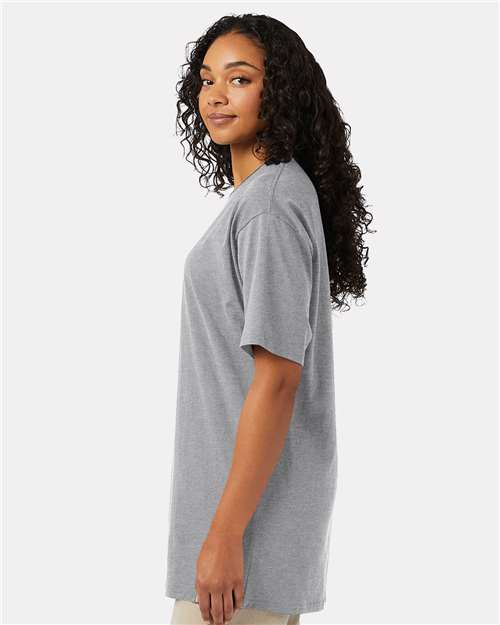 Hanes 5280T Light Steel — on model side