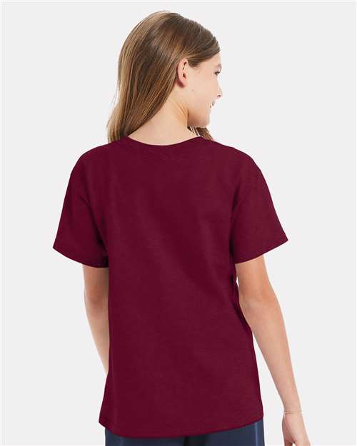 Hanes 5480 Athletic Cardinal — on model back