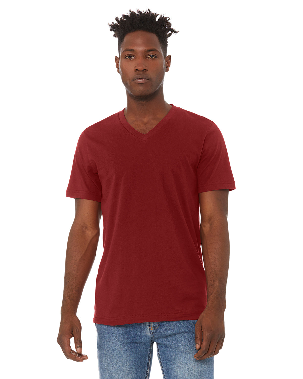 Unisex Jersey Short-Sleeve V-Neck T-Shirt - Cardinal