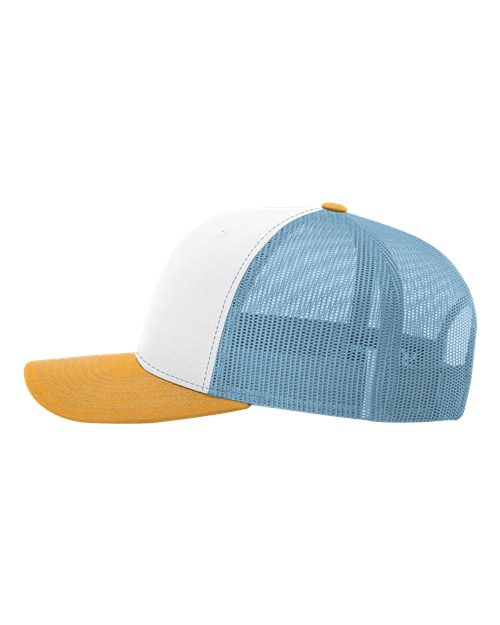 Richardson 112 White/ Columbia Blue/ Yellow — direct side