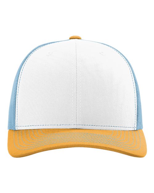 Richardson 112 White/ Columbia Blue/ Yellow — front
