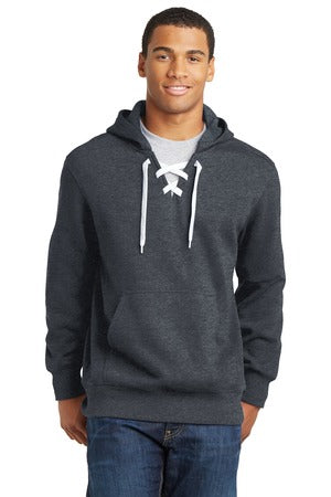 Lace Up Pullover Hoodie - Graphite Heather