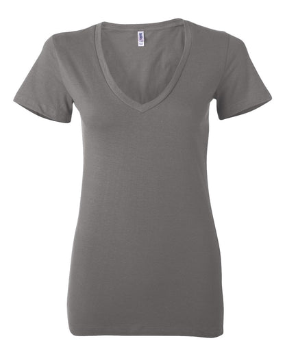 Ladies' Jersey Short-Sleeve Deep V-Neck T-Shirt - Asphalt