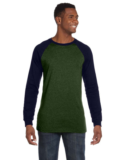 Men's Jersey Long-Sleeve Baseball T-Shirt - Olive / Navy