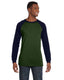 Bella + Canvas 3000C - Men's Jersey Long-Sleeve Baseball T-Shirt - Olive / Navy