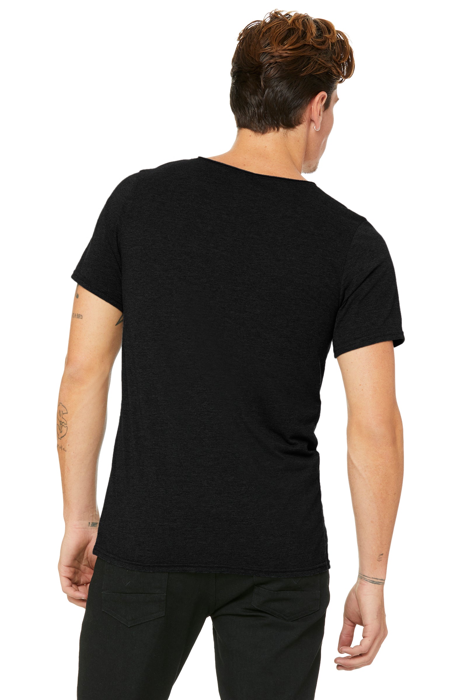 Men's Jersey Raw Neck T-Shirt - Heather Dark Gray
