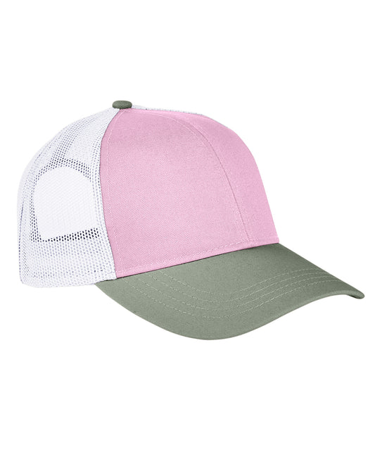 Tri-Color Trucker Cap - Tulp / Cilantro / White