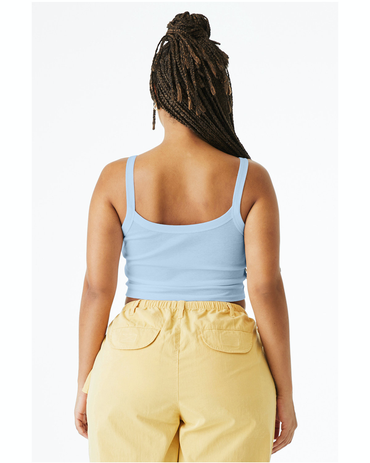 Women's Micro Ribbed Scoop Tank - Solid Baby Blue Blend
