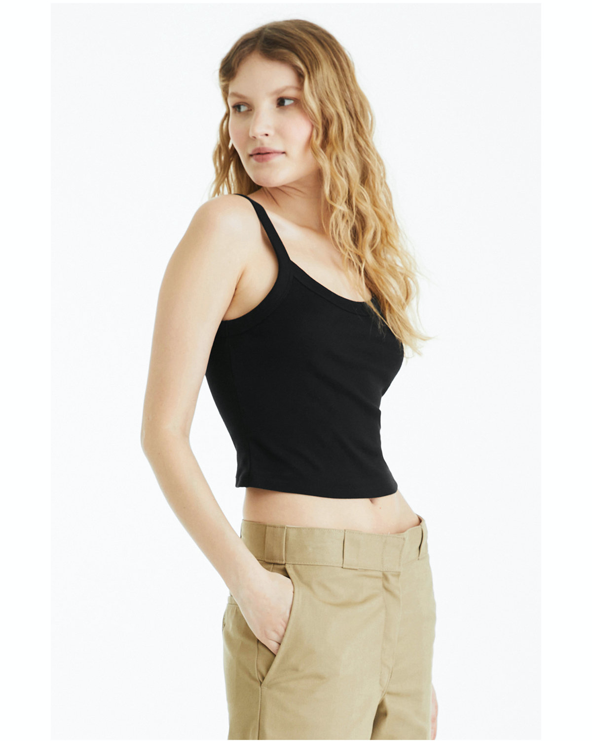 Women's Micro Ribbed Scoop Tank - Solid Black Blend