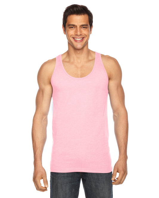 Unisex Poly-Cotton Tank - Neon Heather Pink