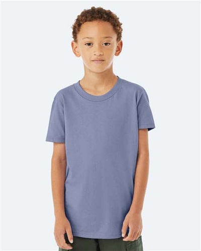 BELLA + CANVAS 3001Y Lavender Blue — on model front