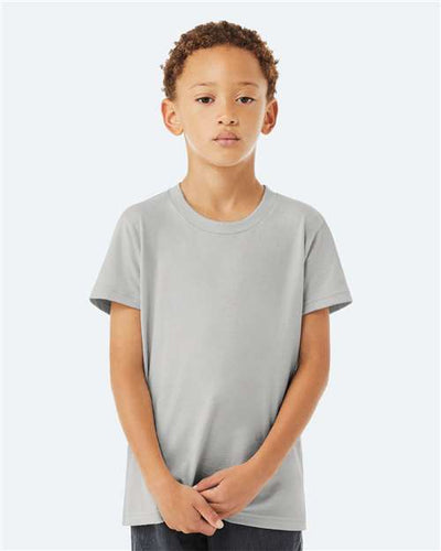 BELLA + CANVAS 3001Y Solid Athletic Grey — on model front