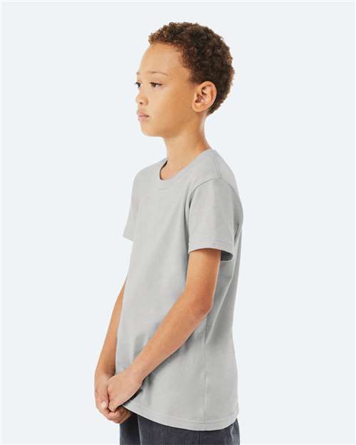 BELLA + CANVAS 3001Y Solid Athletic Grey — on model side