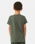 BELLA + CANVAS 3001YCVC Heather Military Green — on model back