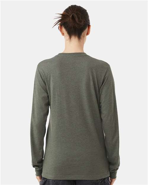 BELLA + CANVAS 3501CVC Heather Military Green — on model back