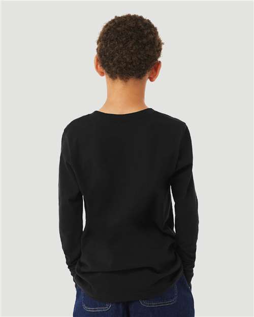 BELLA + CANVAS 3501YCVC Solid Black Blend — on model back