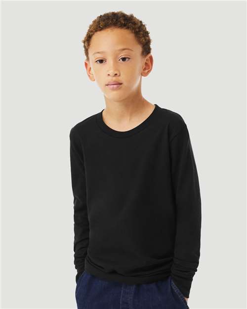 BELLA + CANVAS 3501YCVC Solid Black Blend — on model front