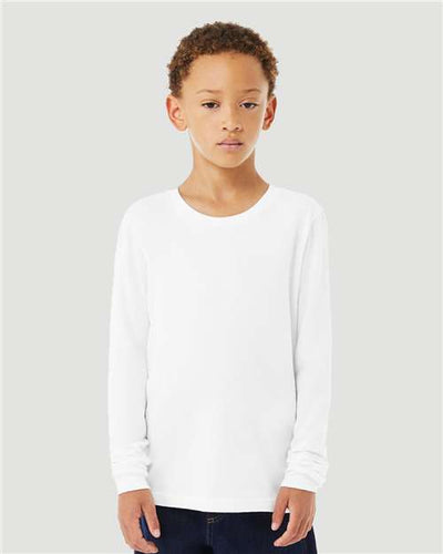 BELLA + CANVAS 3513Y Solid White Triblend — on model front