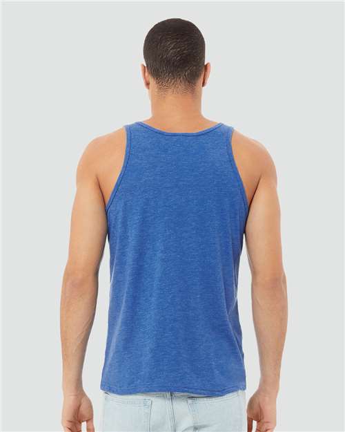 BELLA + CANVAS 3484 True Royal Triblend — on model back