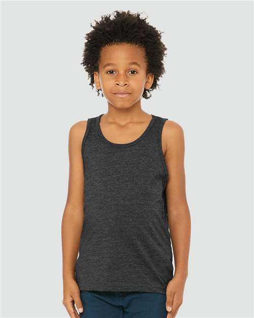 BELLA + CANVAS 3480YCVC Dark Grey Heather — on model front