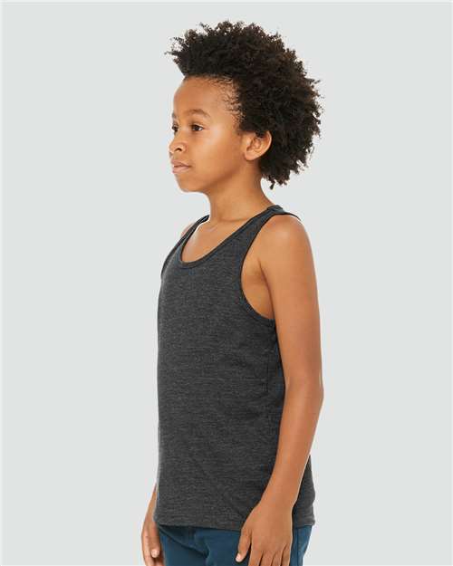 BELLA + CANVAS 3480YCVC Dark Grey Heather — on model side