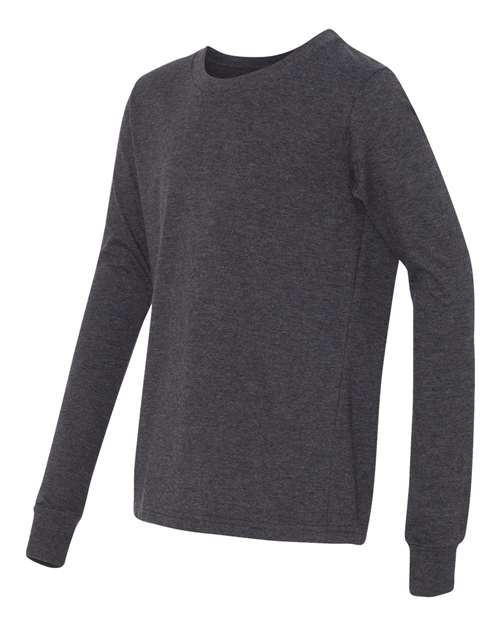 BELLA + CANVAS 3501YCVC Dark Grey Heather — direct side