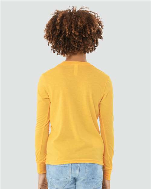 BELLA + CANVAS 3501YCVC Heather Yellow Gold — on model back