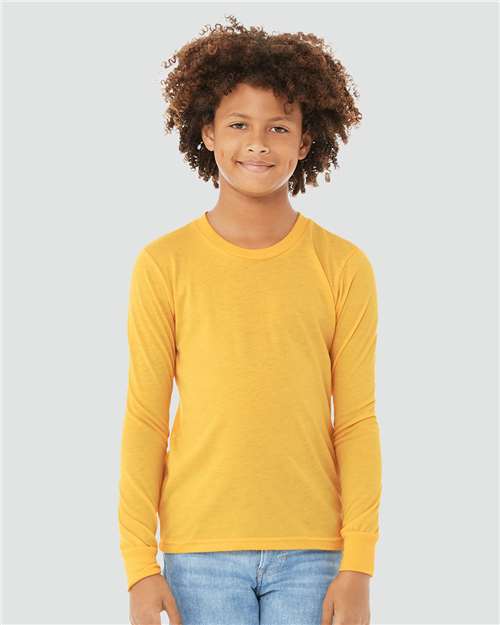 BELLA + CANVAS 3501YCVC Heather Yellow Gold — on model front