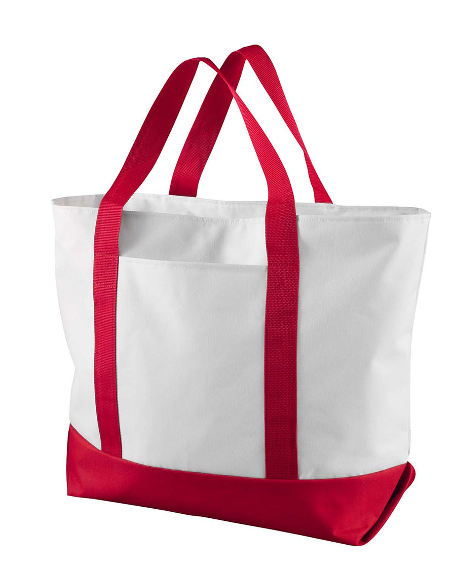 Giant Zipper Boat Tote - White / Red