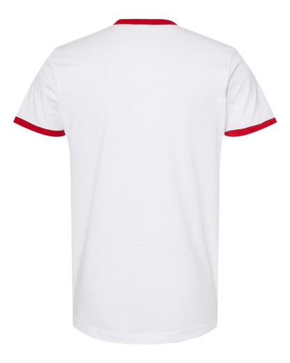 Unisex Fine Jersey Ringer Tee - White/ Red