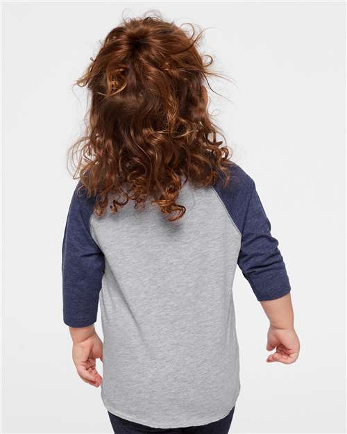 Rabbit Skins 3330 Vintage Heather/ Vintage True Navy — on model back