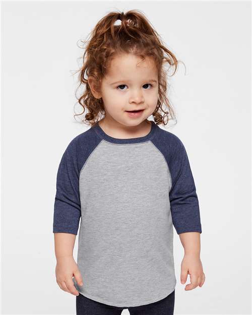 Rabbit Skins 3330 Vintage Heather/ Vintage True Navy — on model front