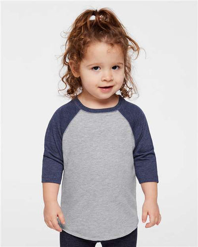 Rabbit Skins 3330 Vintage Heather/ Vintage True Navy — on model front