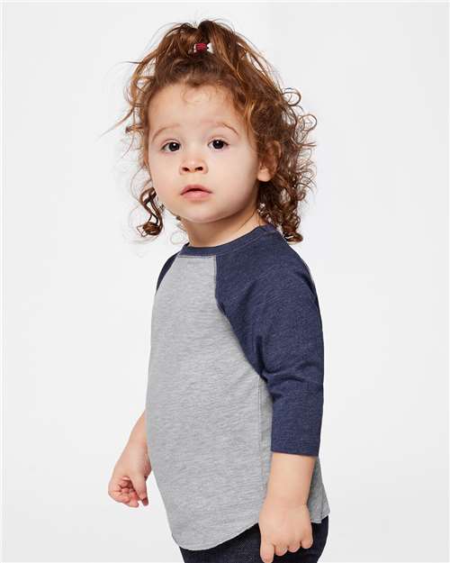 Rabbit Skins 3330 Vintage Heather/ Vintage True Navy — on model side