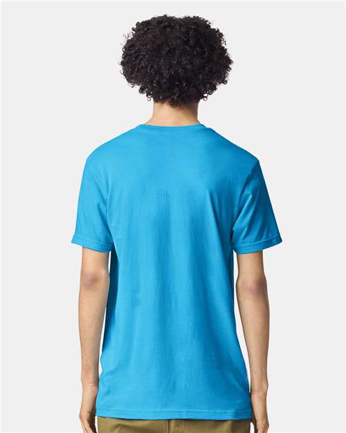 American Apparel 2001CVC Heather Teal — on model back