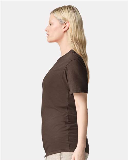 American Apparel 2001CVC Heather Brown — on model side