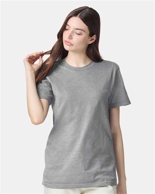American Apparel 2001CVC Heather Grey — on model front