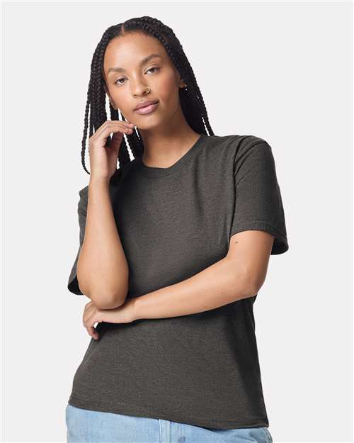 American Apparel 2001CVC Heather Asphalt — on model front
