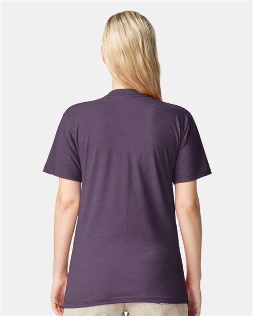American Apparel 2001CVC Heather Grape — on model back