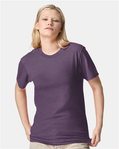 American Apparel 2001CVC Heather Grape — on model front