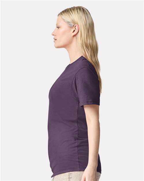 American Apparel 2001CVC Heather Grape — on model side